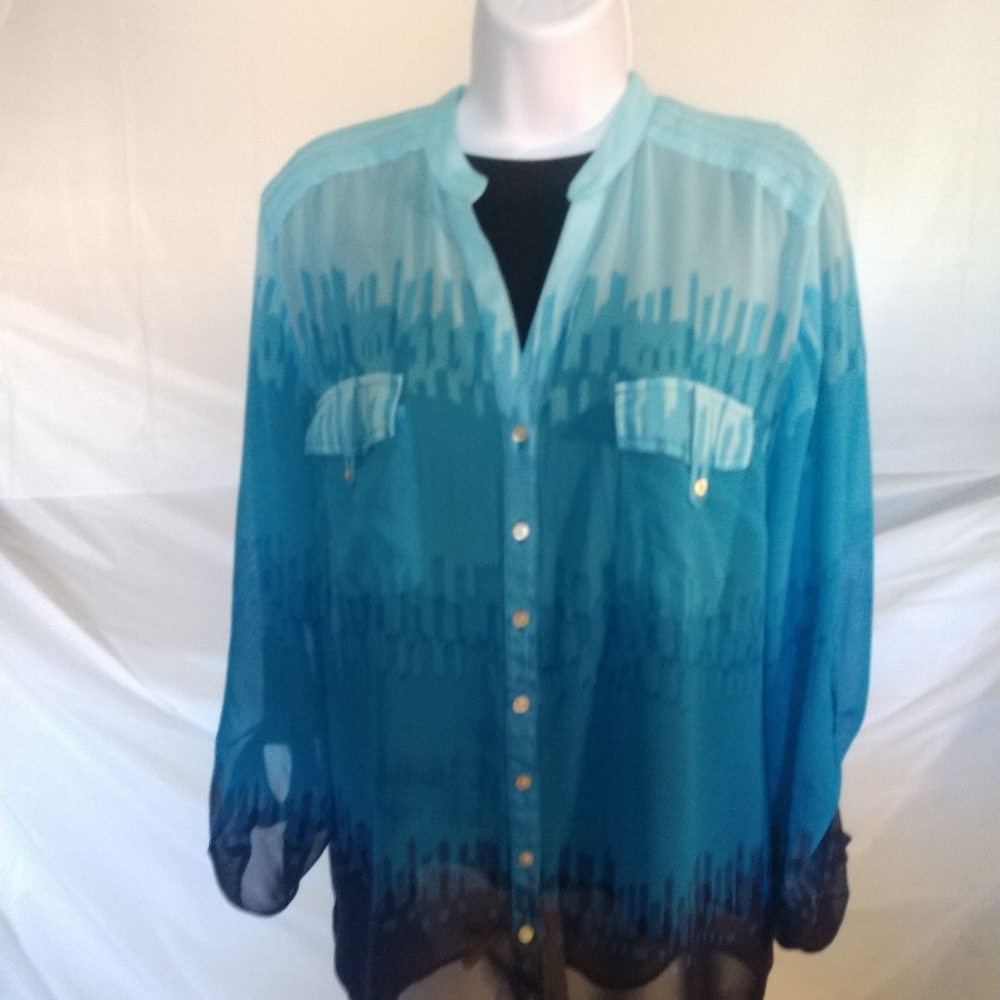 Styling Company Ladies Women's Sheer Blue Shirt Ad